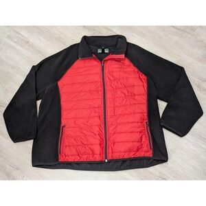Ralph Lauren Lauren Active Jacket Womens 3X Black Red Fleece Quilted Full Zip